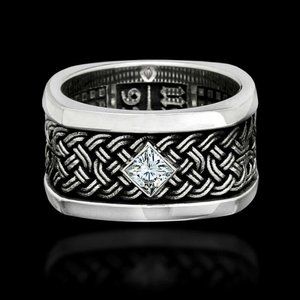 NEW Men's Sterling Silver Diamond 10mm Braided Band